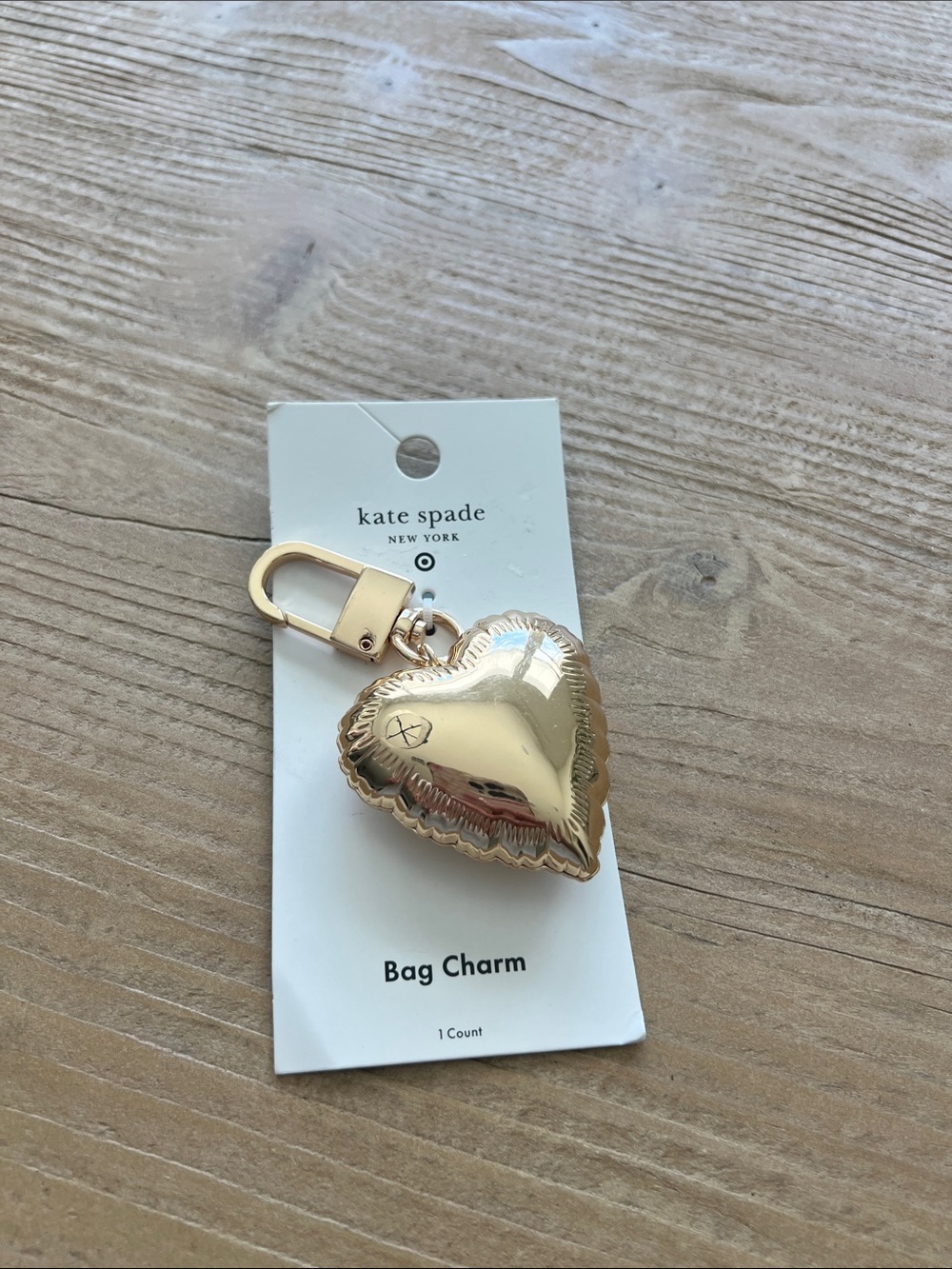 Kate Spade x Target Gold Heart Bag Charm Keychain - Picture 2 of 4